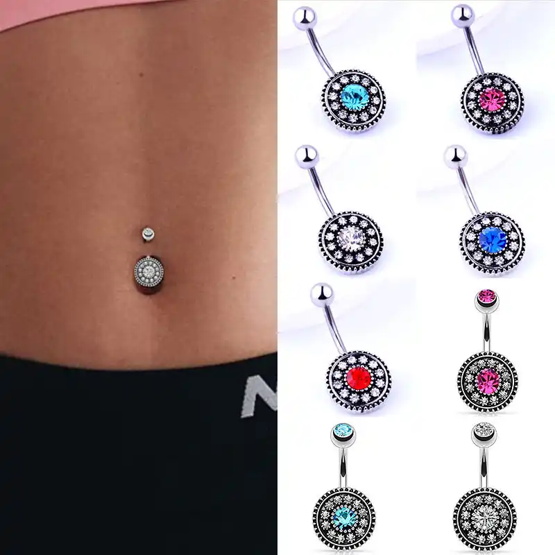 Koop Piercing Navel Bohemian Body Piercing Vintage Rvs Crystal Belly