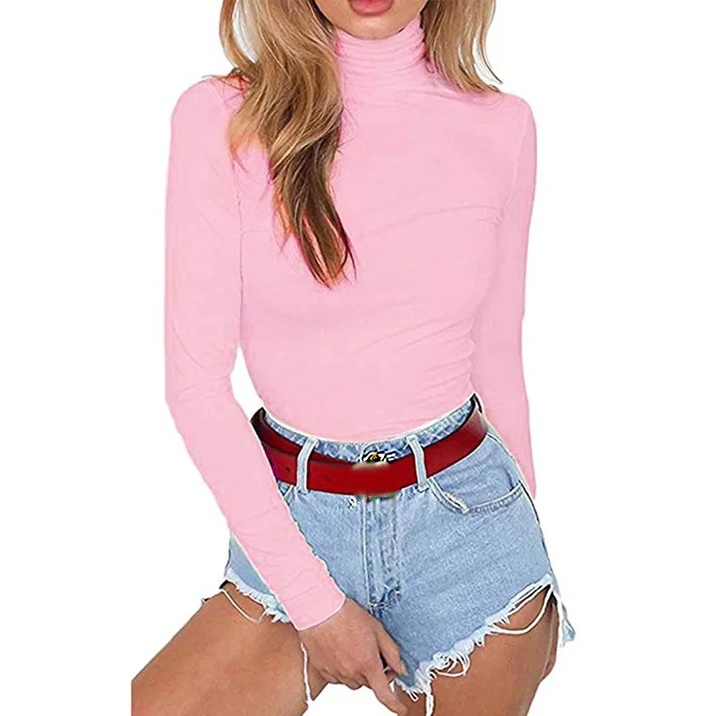Pink Обтягивающий женский эластичный боди-топ, женские одноцветные комбинезоны, женские сексуальные Клубные облегающие боди, зимние осенние комбинезоны с длинным рукавом M0018 - Цвет: Pink