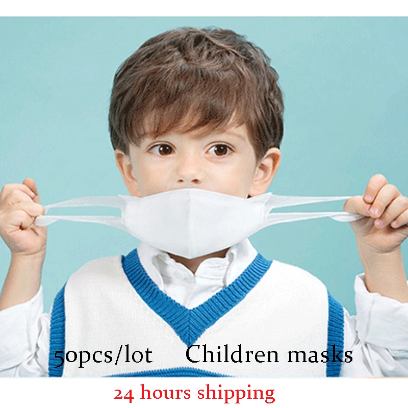 

50pcs/Lot Disposable Children's Mask Non-woven Face Mask 3-Layers Anti-pollution PM2.5 KN95 Masks Unisex 24 Hours Fast Shipping