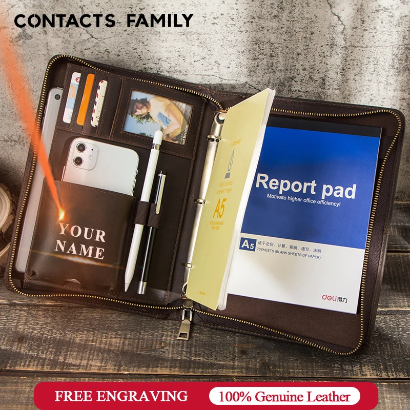 CONTACT'S семейная папка портфель A5 из кожи Крейзи Хорс органайзер для iPad Mini 1 2 3 4 5 7 9
