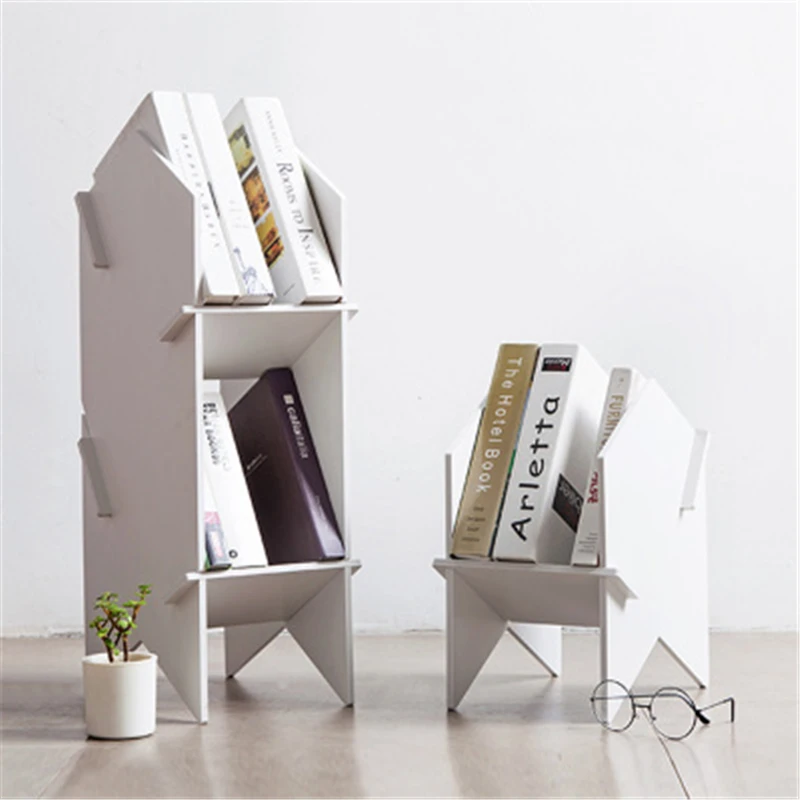 

Plastic book storage rack shelf floor DIY assembly Bedroom living room organizer decoration toy book storage bookshelf holder