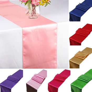 

20pcs Satin Table Runners For Home Party Table Decor Wedding Table Runner Cover Christmas Table Cloth Decoration 30x275cm