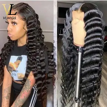

VLWIGS Deep Wave Full Lace Front Human Hair Wig Preplucked Natural Hairline Bleached Knots Wigs With Baby Hair For Women RY25