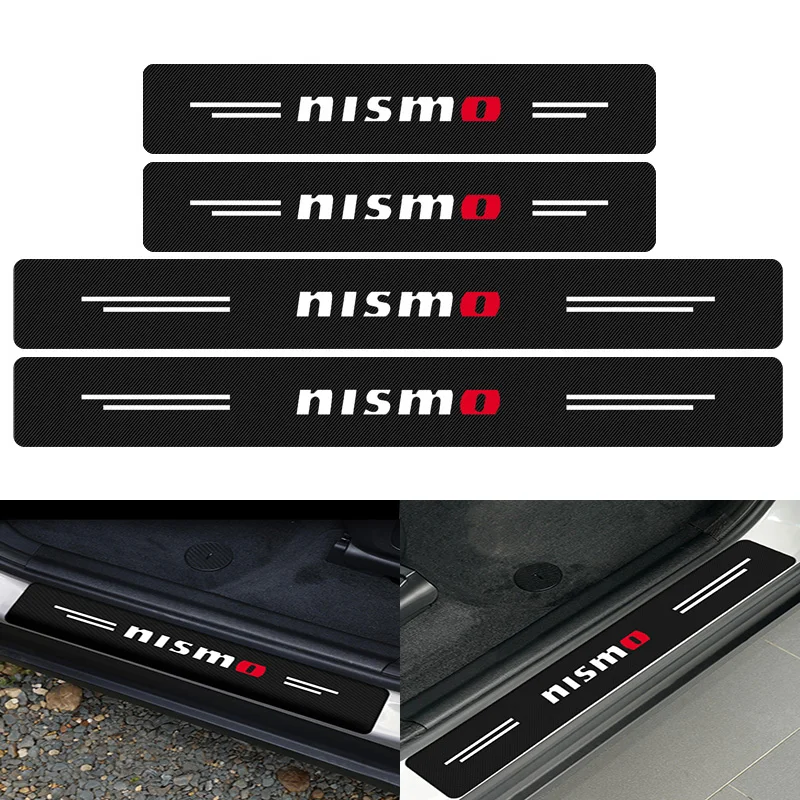 

4pcs Carbon Fiber Emblem Decal Car Door Sill Protector Sticker for NISMO Nissans Tiida Teana Skyline Juke X-trail Almera Qashqai