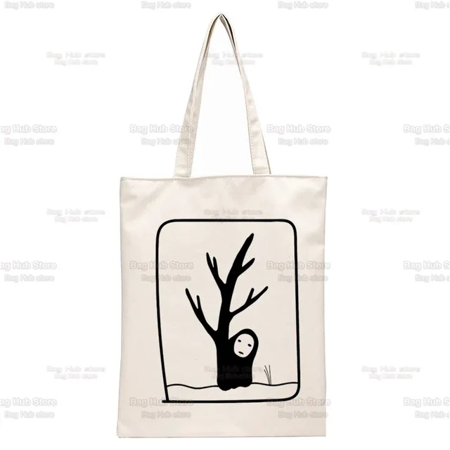 Spirited Away Faceless  Print Reusable Shopping Bag Women Canvas Tote Bags Printing Eco Bag Cartoon Shopper Shoulder Bags N2255H