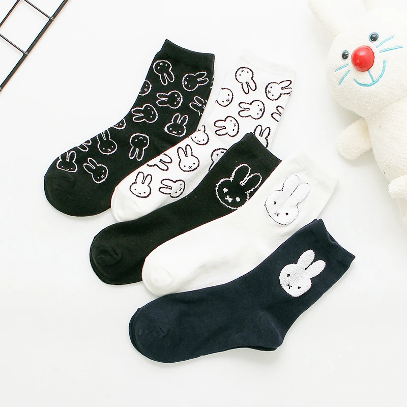Dreamlikelin женские носки в стиле Харадзюку кавайные Носки с рисунком кролика и буквенным принтом подарки на год