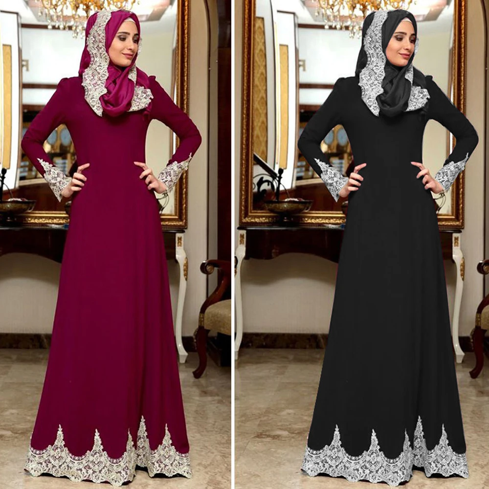 

Женское длинное платье Дубай, мусульманское платье с длинным рукавом, абайя, длинное кружевное платье, исламский кафтан, молитва, Турция, винтажные платья, одежда, новинка