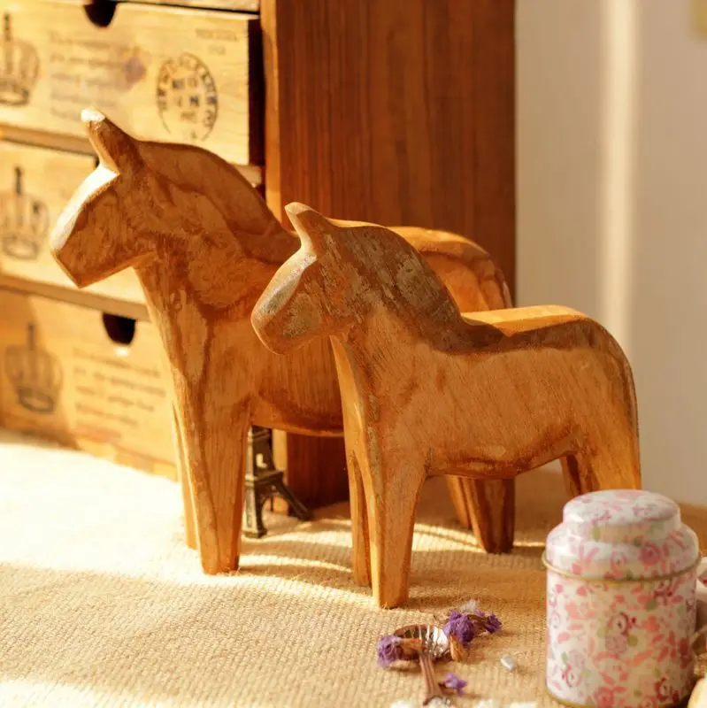 

Dala Horse, Handmade, Wooden Crafts, Original Color Trojan