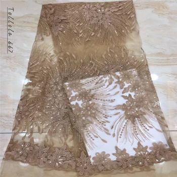 

Guipure Embroidery French Lace Fabric 2019 Gold Sequins Fabric Material Tulle Mesh Lace Dress African Sequins Lace Clothes