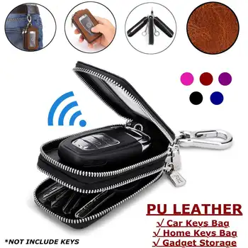 

Double Layers Key Wallets Car Keys Bag Home Keys Holder PU Leather Storage Organizer Wallet Case Key Case Pouch Organizer