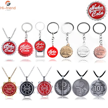 

10PCS Game Nuka Cola Botter Opener Keychains Pendants Pip Boy Keyring Car Chaveiro Love Beer Friends Gift Wholesales Jewelry