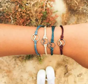 4 шт./компл. в богемном стиле минималистский ретро красочная плетеная веревка горный геометрический кулон, браслет для женщин девушек цепочка на счастье очаровательный вечерние ювелирные изделия