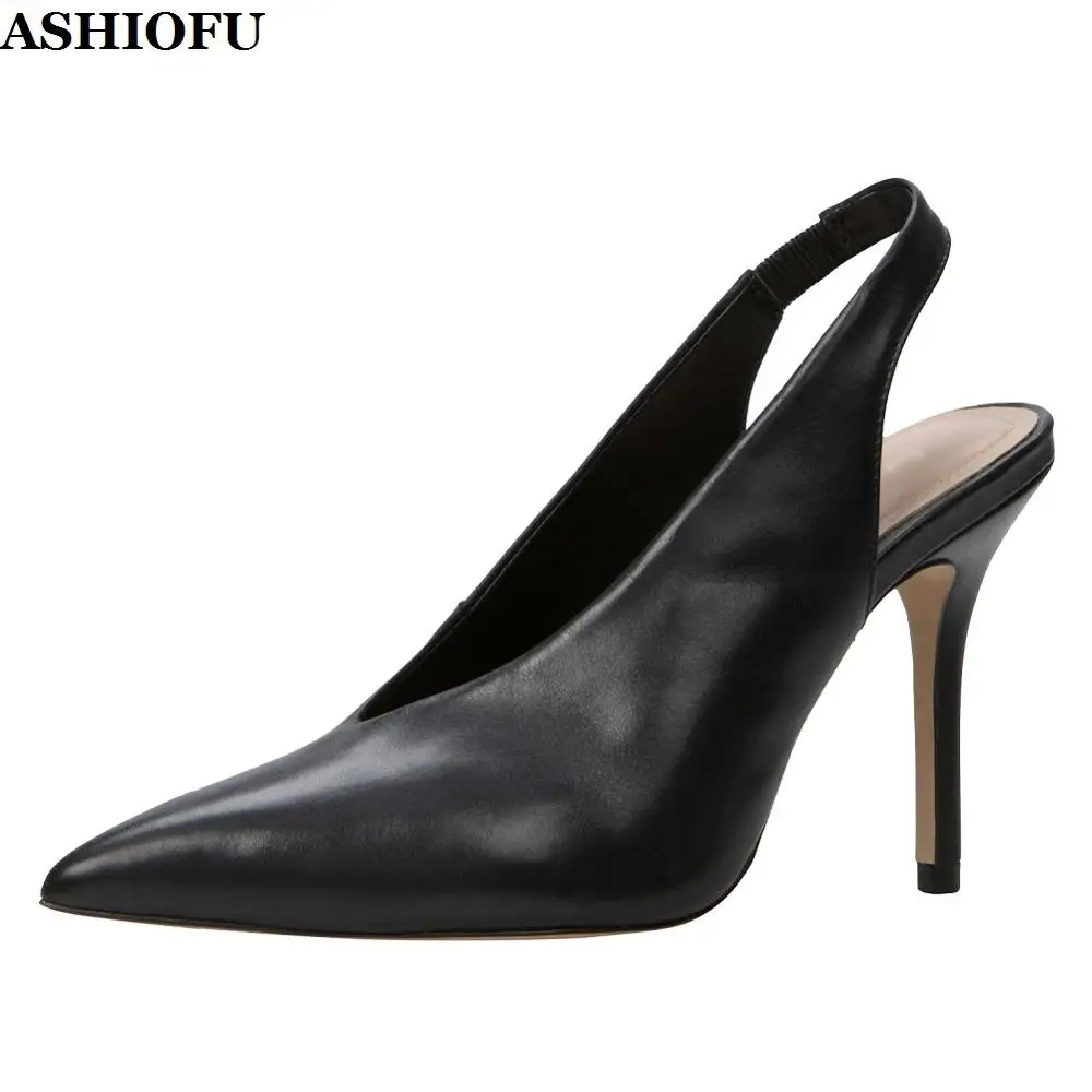 

ASHIOFU Handmade Ladies High Heel Pumps Slingback Party Office Slip-on Dress Shoes Sexy Evening Club Fashion Pumps Court Shoes