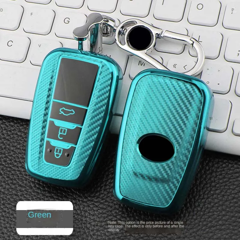 Supporto della cassa della copertura chiave a distanza dell'automobile di TPU della fibra del carbonio per Toyota CHR Prado Prius Camry Corolla RAV4 2021 2017 2018 2019 2020 Auto - H31f827b9b74e41b09b9c5e40c3642fecj
