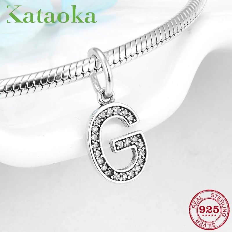 2019 New 925 Sterling Silver Letter G Charms for Jewelry making Clear CZ pendants fit Original Kataoka Bracelet | Украшения и
