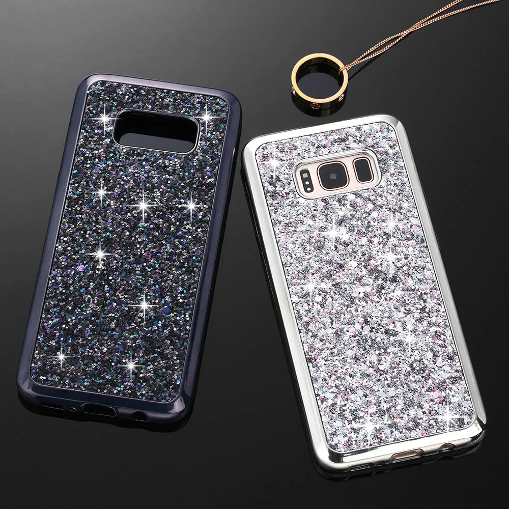 LCHULLE Роскошные блестящие чехлы для телефонов с блестками Samsung Galaxy S7 Edge S8 Plus мягкая