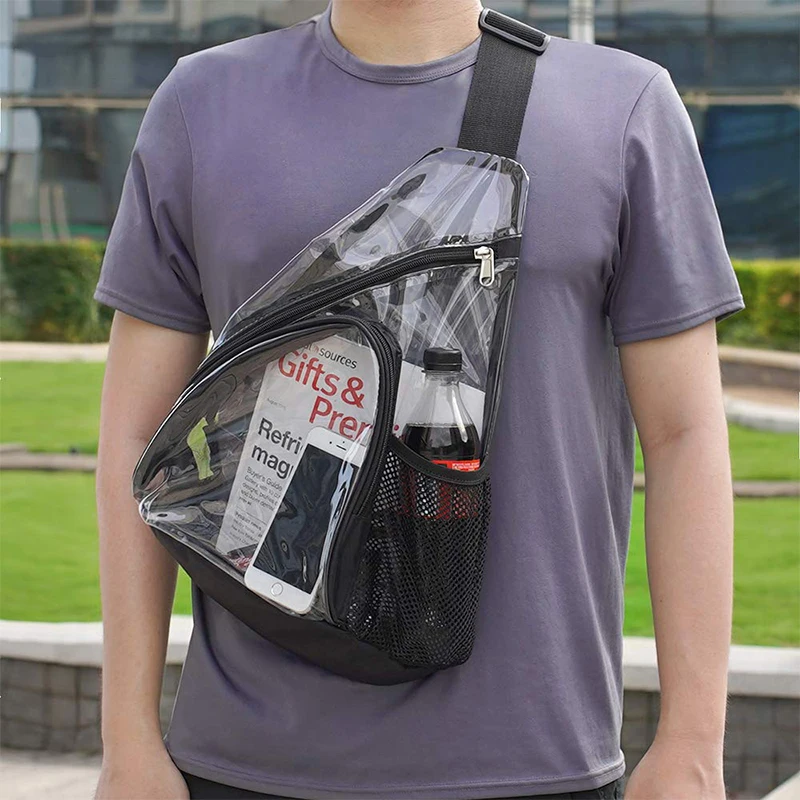 

Transparent Men Chest Bag Waterproof Crossbody Bag for Men Fashion 2020 Summer Chest Packs Travel Organizer Phone Cigarette Male