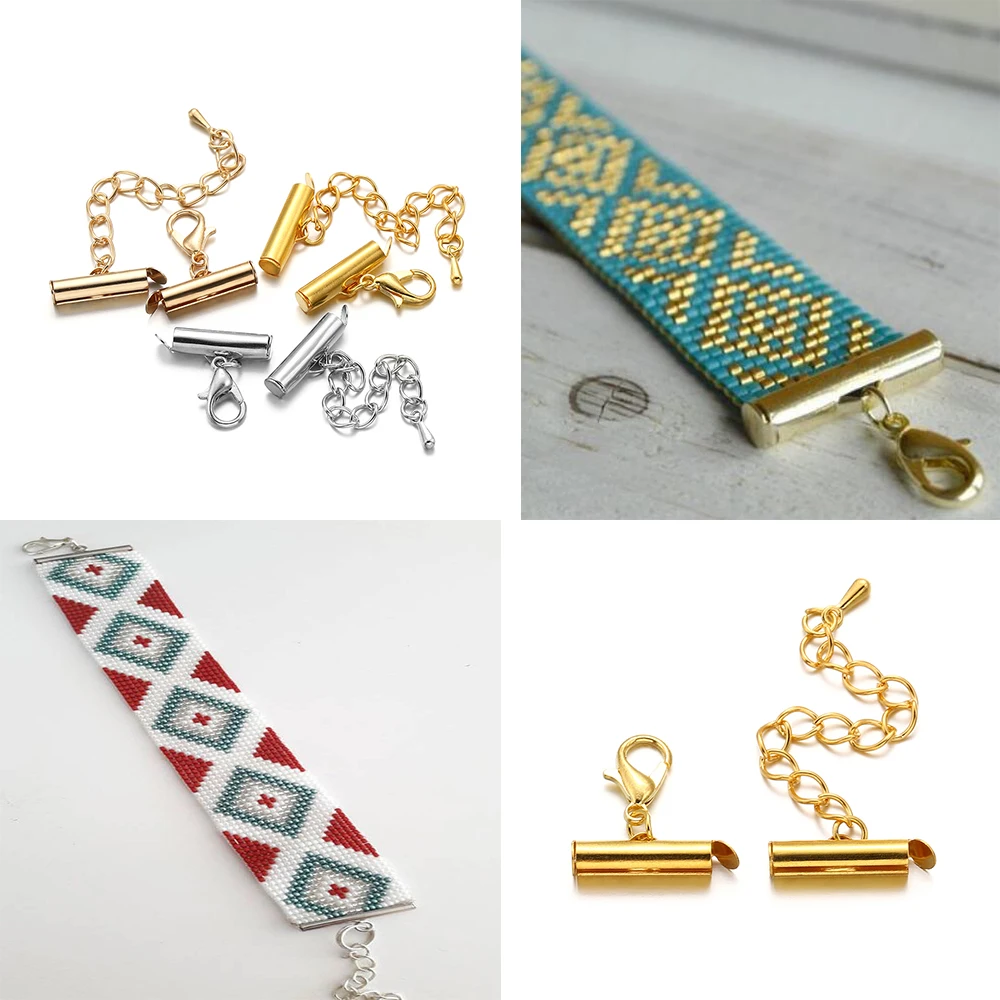 10Set 1040mm Metal Bracelet End Connectors Slide Clasp Extending Lobster Clasps Slide Hook Tail