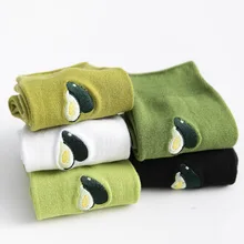 Женские носки из хлопка высокого качества, модные новые Носки с рисунком авокадо, женские популярные впитывающие пот Повседневные носки AA17