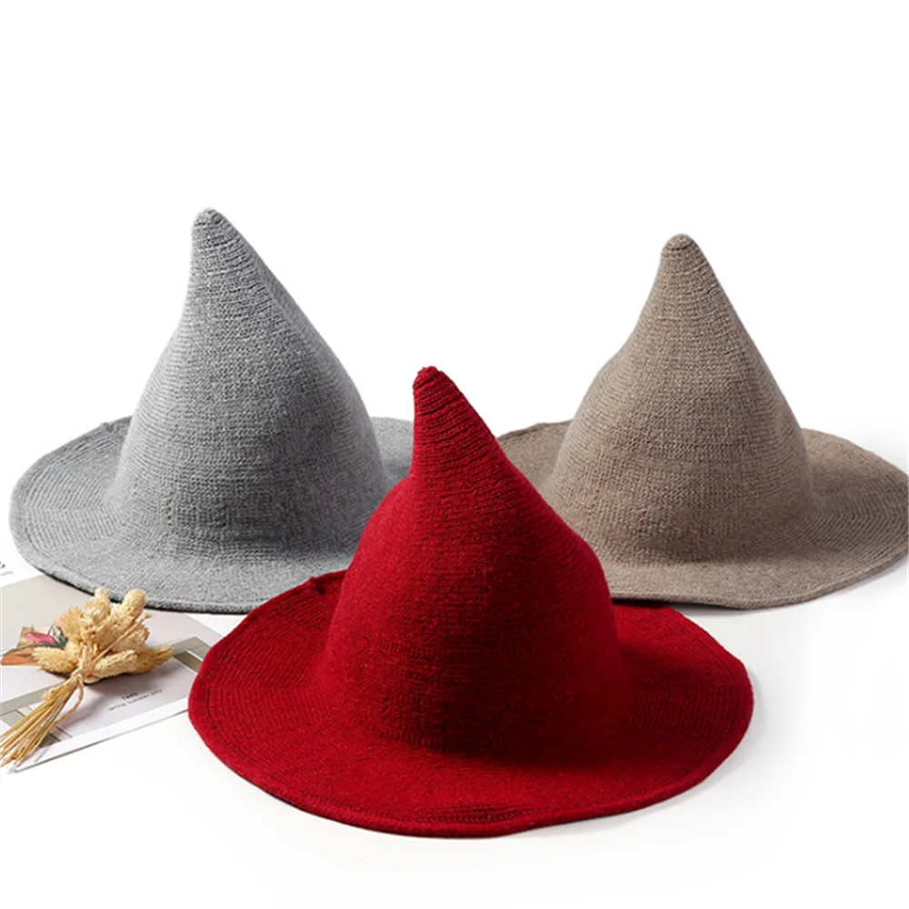 Modern Witch Hat Made From High Quality Sheep Wool Halloween Party Witch Hats