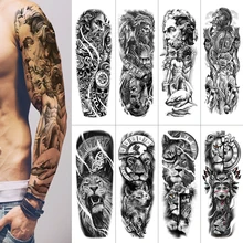 

20 Designs Waterproof Temporary Tattoo Stickers Full Arm Large Skull Old School Tatoo Stickers Flash Fake Tattoos for Men Women