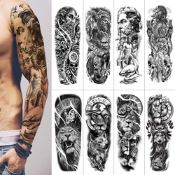 20 Designs Waterproof Temporary Tattoo Stickers Full Arm Large Skull Old School Tatoo Stickers Flash Fake Tattoos for Men Women