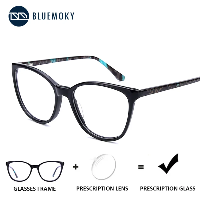 

BLUEMOKY Acetate Myopia Prescription Glasses Women Optical Clear Eye Glasses Anti-Blue-Ray Hyperopia Eyeglasses Photochromic New