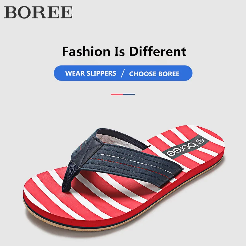 

BOREE Summer Korean Big Size Tide Slippers Men Non-slip Cool Flip-Flops Breathable Thick-soled Sandals Slippers Toe Sandals