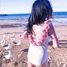 Детский купальник для девочек, Цельный купальник для маленьких девочек, Одноцветный купальник с принтом, летняя пляжная одежда с цветочным принтом