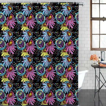 

Bathroom Curtain Colorful Flower Polka Dot Art Waterproof Fabric Shower Curtain Home Decoration Bathroom Shower Curtains