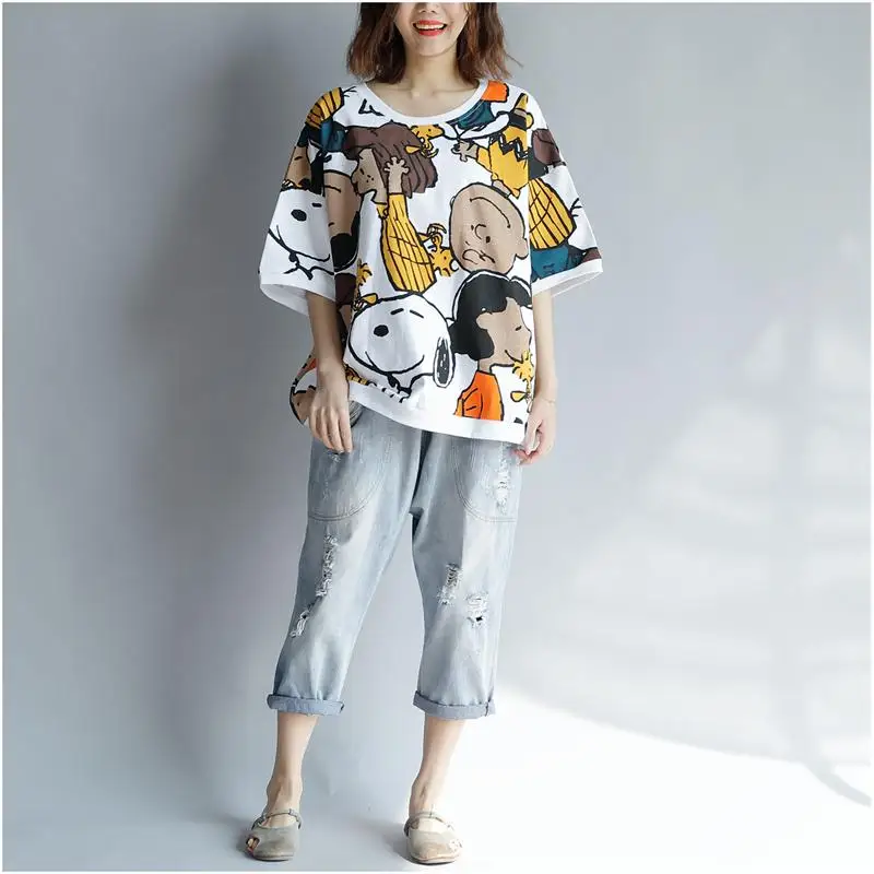 White Tshirt Женская хлопковая Футболка Kawaii футболка для полных лета корейская футболка с рисунком собаки белые Топы повседневные Забавные футболки Femme - Цвет: White Tshirt