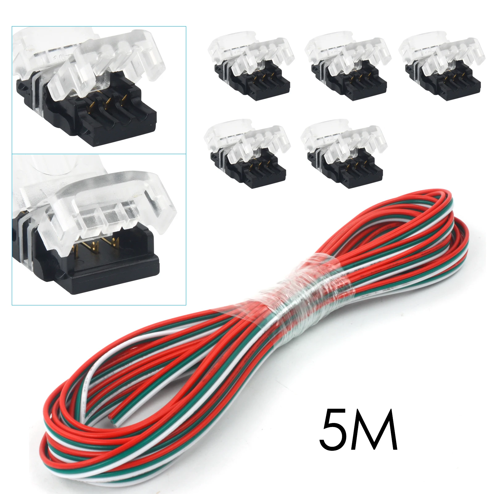 20Pcs LED to Strip Connect Line Quick Connector FOR 5050 RGB Flexible Light 10MM 