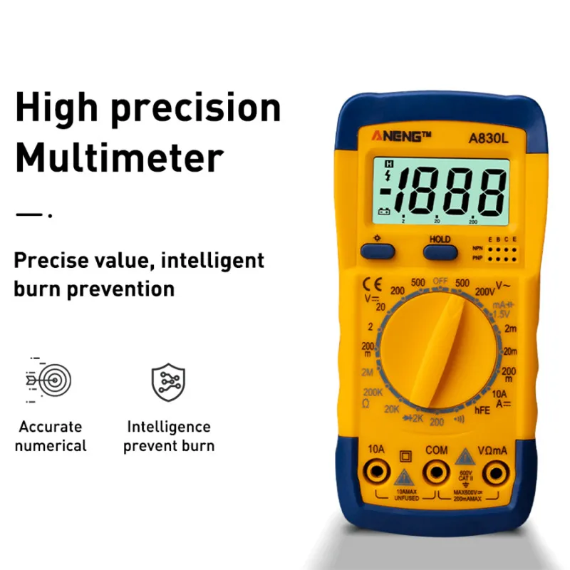 1 шт. A830L ЖК-цифровой мультиметр AC DC напряжение диод Freguency мультитестер ток световой дисплей с функцией зуммера