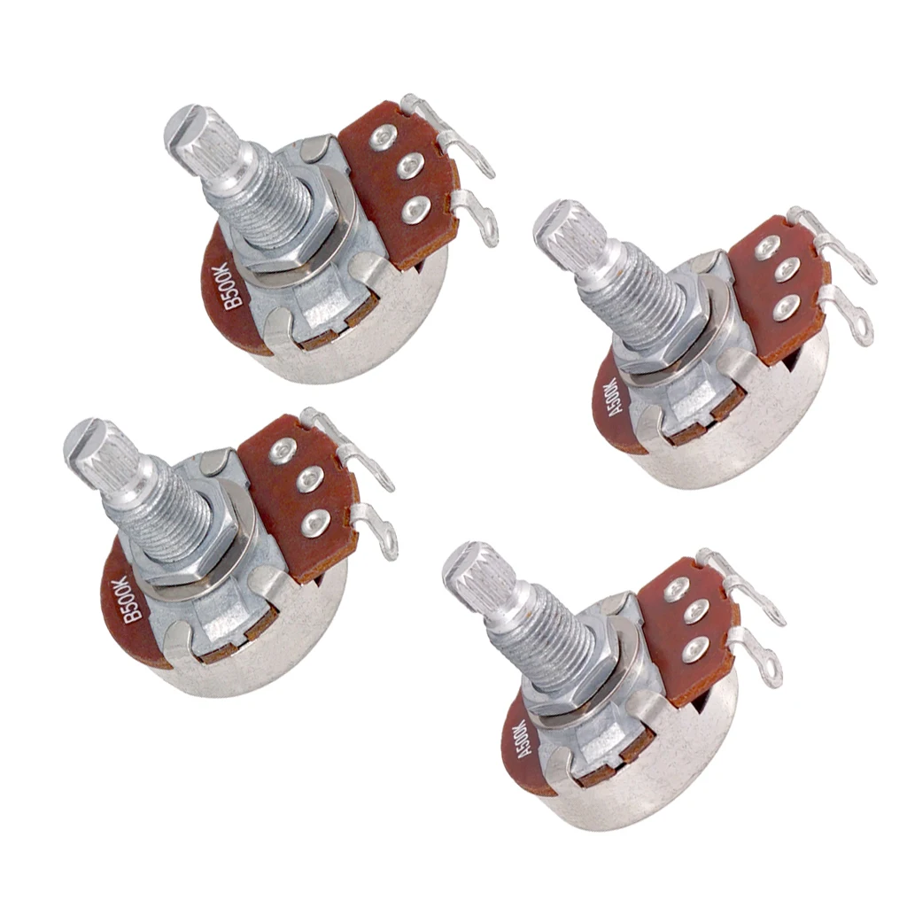 Metric Full Size 18mm Split Shaft Pots A500K & B500K Guitar Potentiometers (4 Pieces) | Спорт и развлечения