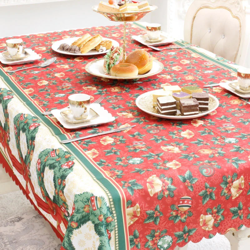  180cm Christmas Tablecloth Xmas Printed Table Cloth Dining Table Dust Cover Home Decoration for Chr