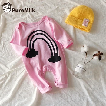 

PureMilk Baby Rompers Rainbow Printed Cotton Clothing For Baby Boys And Girls Casual Clothing