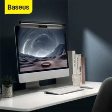 Baseus – Source de lumière asymétrique USB, luminaire suspendu noir pour écran d'ordinateur, lampe de bureau pour la lecture