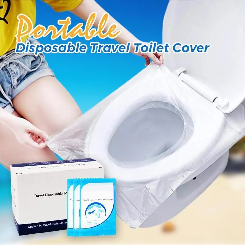 50Pcs Disposable Toilet Seat Cover Mat Portable 100% Waterproof Safety Pad For Travel/Camping Bathroom Accessiories | Дом и сад