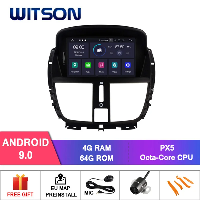 WITSON Android 9,0 Восьмиядерный PX5 автомобильный dvd-плеер для PEUGEOT 207 207CC 2007- ips экран 4 Гб ram 64 Гб rom Автомобильный gps навигатор - Цвет: PX5 64GB ROM