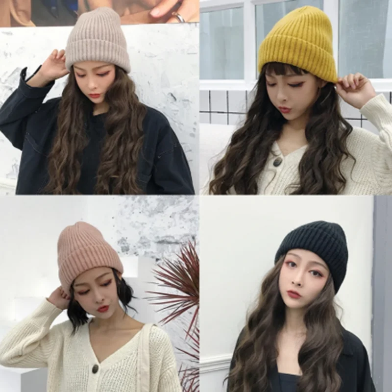Womens Beanie Hat Autumn Women Wool Knit Beanie Hat Cuff Watch Cap for Girls Spring Skull Hats for Female knitted hat knitted cap knitted beanie embroidered beanies skullies beanies cotton beanie fashion beanies