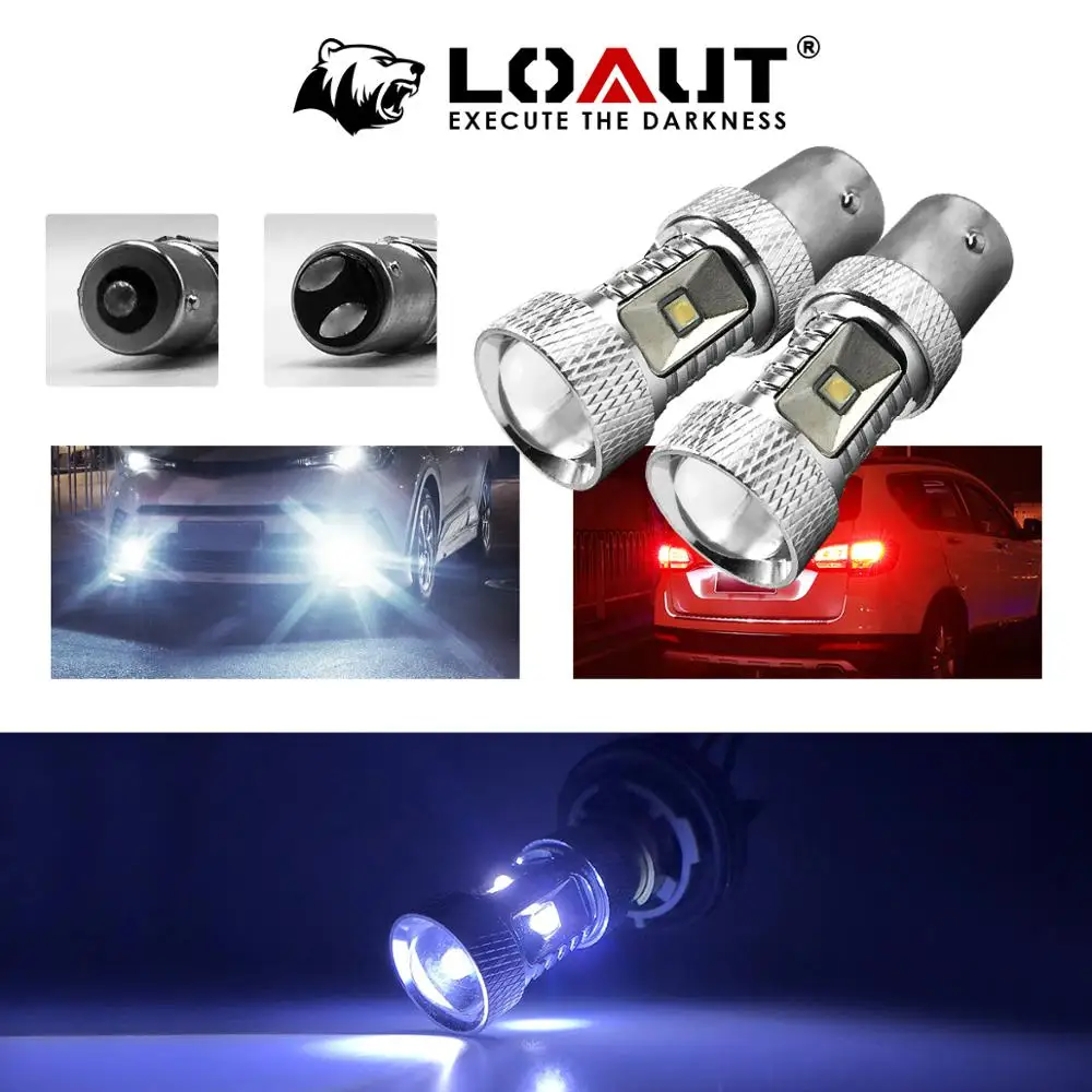 

2pcs 1156 1157 LENS Led 25w Light p21w bay15d ba15s P21/5W auto Brake light Car rear Turn signal parking Light Blue 8000K-12000