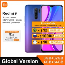 Global Version Xiaomi Redmi 9 3GB 32GB / 4GB 64GB Smartphone Helio G80 Octa Core 13MP Quad Camera 5020mAh 6.53" FHD+ Display