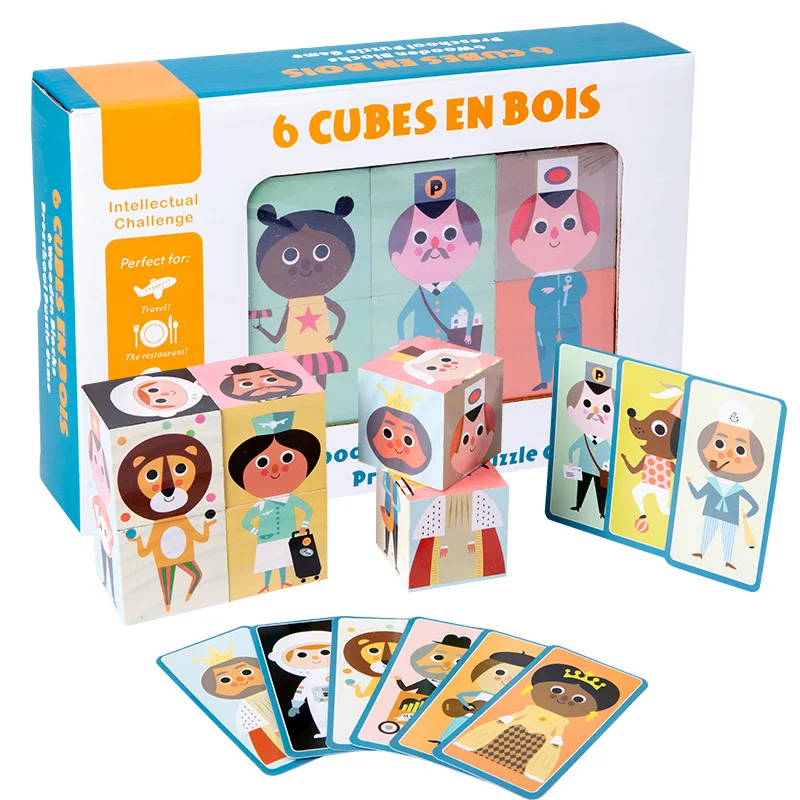 

Vokmascot Characters Change Blocks Children's Early Education Wooden Jigsaw Puzzle DIY Creative Game Baby Wooden Puzzle Toys