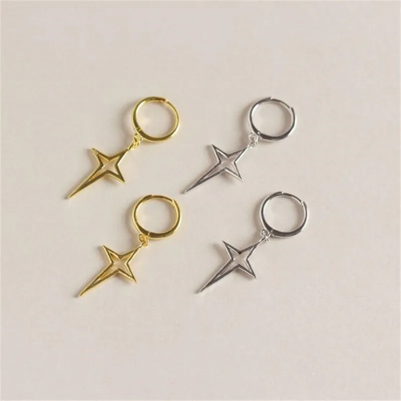 

Authentic 925 Sterling Silver Hollow Crossed Star Stud Earrings for Women