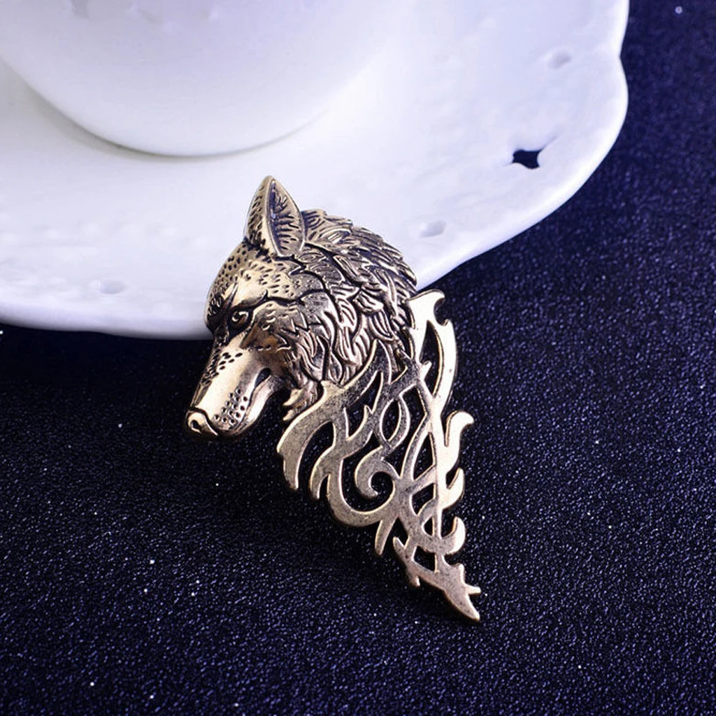 Vintage Rhinestone Crystal Flower wolf Animal Brooch Wedding Bridal Broach Lapel Pin