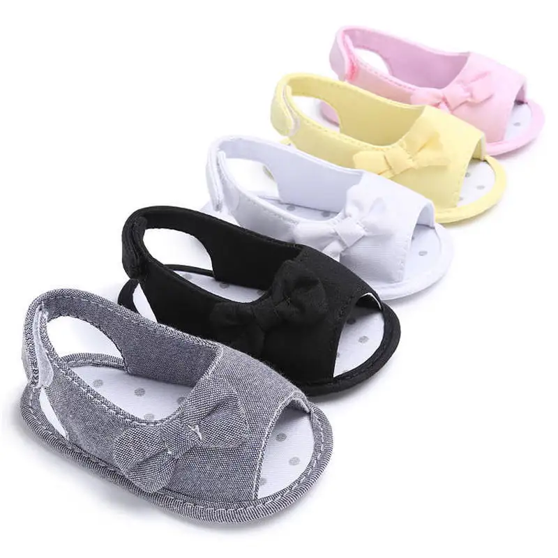 

Baby Girl Sandals Summer Infant Cute Bowknot Canvas Anti-Slip Cotton Sole 0-2 Years Baby First Walkers Party Gift Princess Shoes