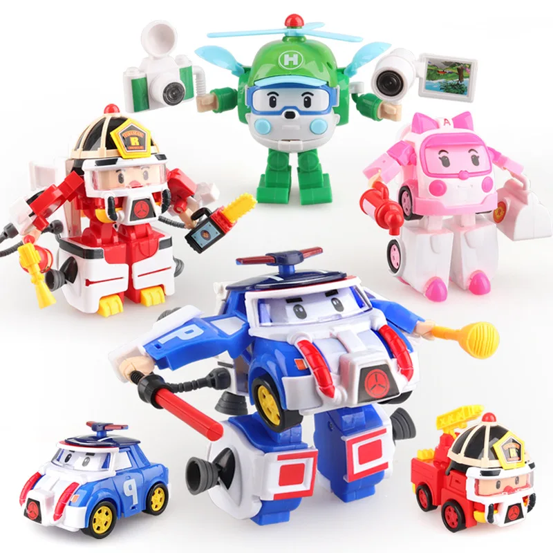 Deformation Police Perley Car Man Children'S Educational Toy Honeywell Transformation Rescue Team with Equipment Poli Robot