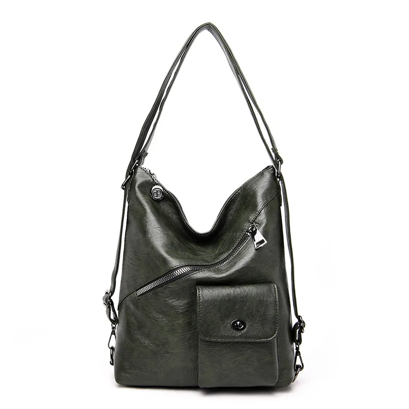Модная женская сумка через плечо, мягкие кожаные повседневные сумки-тоут, Большая вместительная сумка, многофункциональные сумки через плечо для женщин - Цвет: Green-1