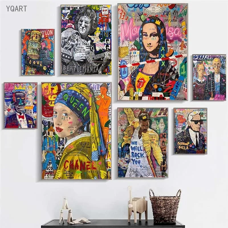 

Modern Graffiti Wall Art Canvas Paintings on The Wall Pop Street Art Abstract Portrait Posters and Prints for Home Cuadros Decor