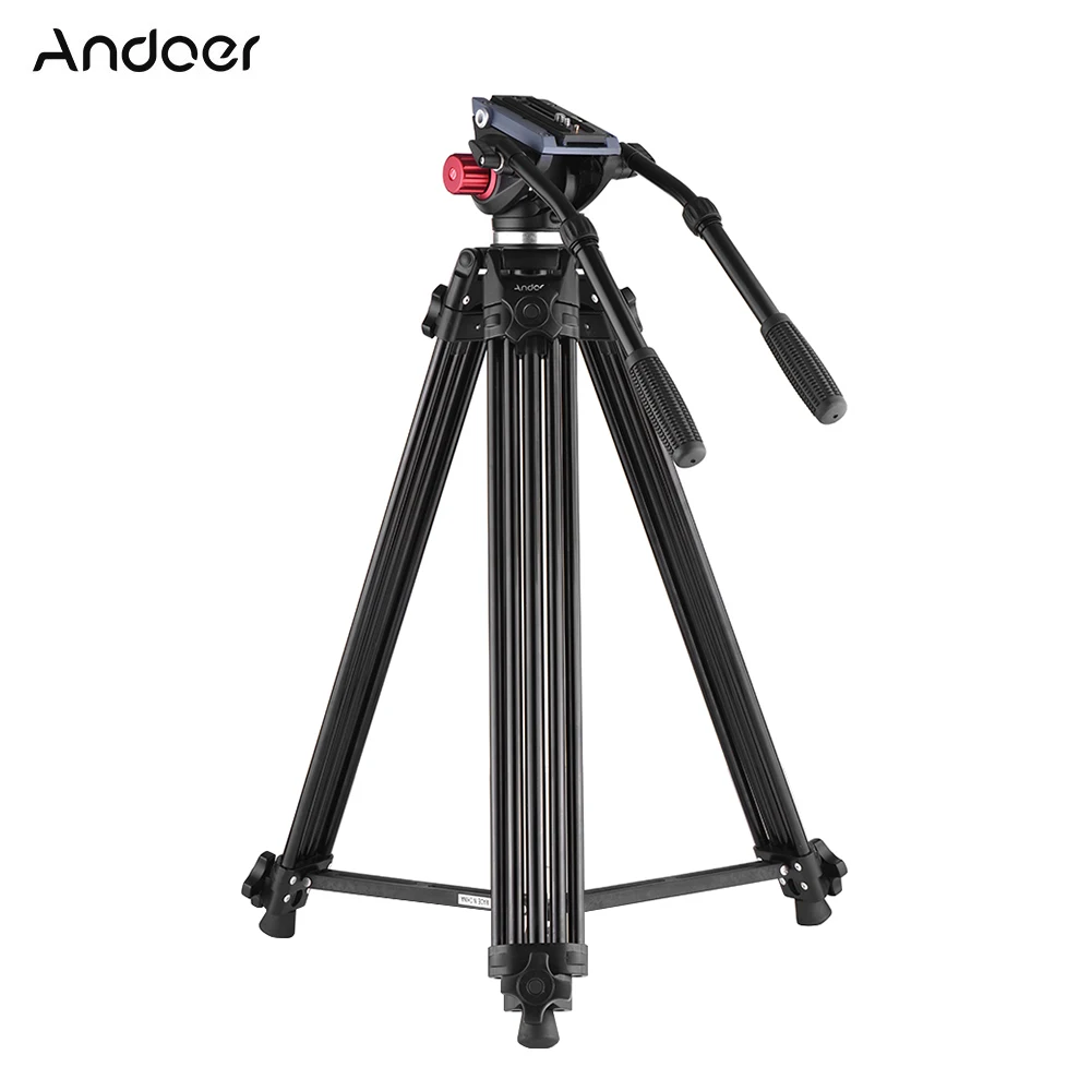 Andoer Профессиональный штатив для камеры с двойной рукояткой гидравлическая головка Штатив для Canon Nikon sony DSLR камера видеокамера алюминиевый сплав